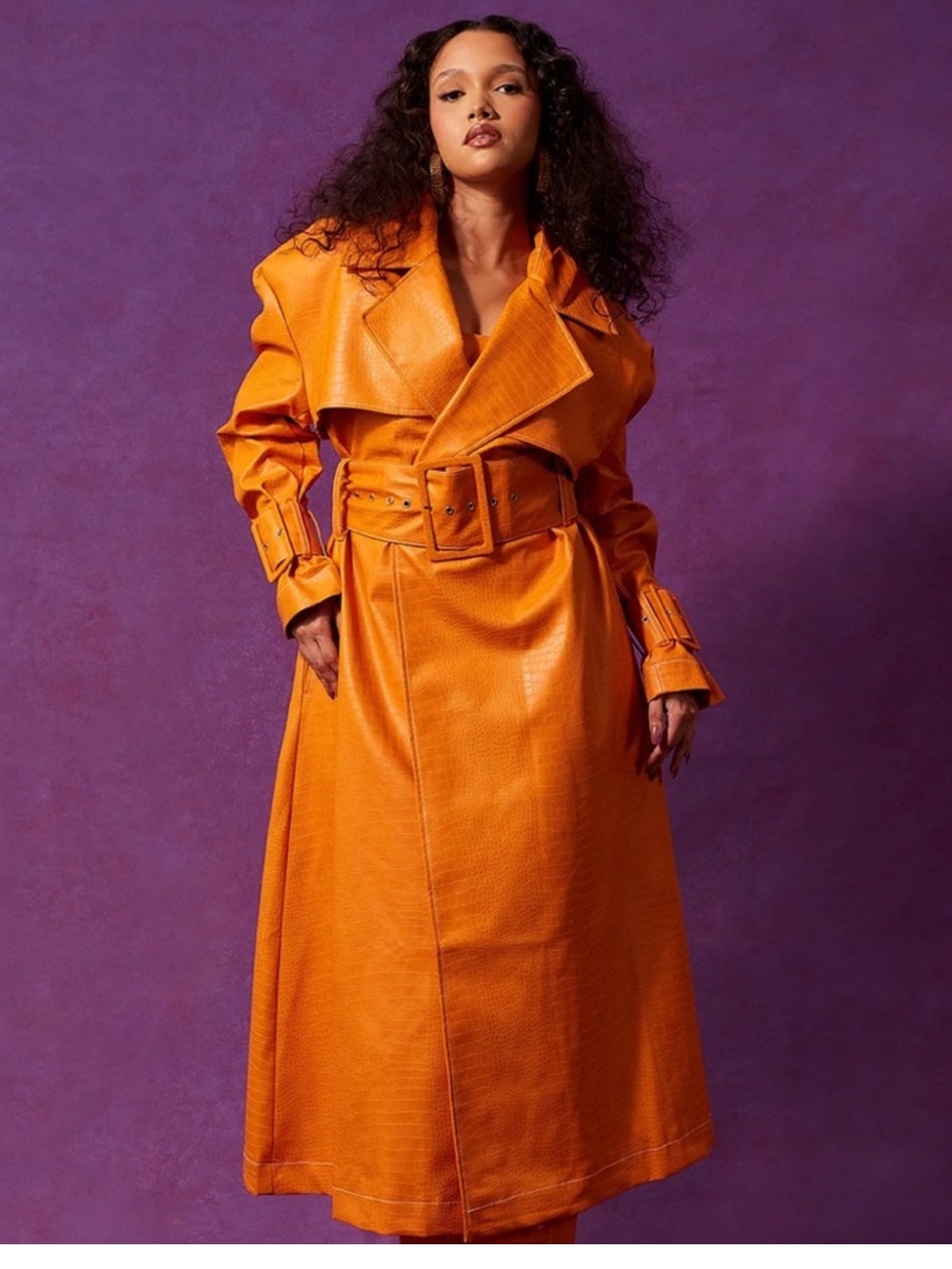 KAI Collective Oversized Orange Trench Coat with Belt